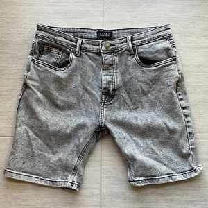 boohooMAN Grey Jean Shorts Acid Wash